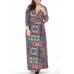Plus Size Vintage Printed V-neck 3/4 Sleeve Maxi Dress Plus Size Vintage Printed V-neck 3/4 Sleeve Maxi Dress