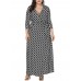 Plus Size Vintage Printed V-neck 3/4 Sleeve Maxi Dress Plus Size Vintage Printed V-neck 3/4 Sleeve Maxi Dress