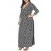 Plus Size Vintage Printed V-neck 3/4 Sleeve Maxi Dress Plus Size Vintage Printed V-neck 3/4 Sleeve Maxi Dress