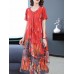 Plus Size Art Print Short Sleeve Elegant Women Dress Plus Size Art Print Short Sleeve Elegant Women Dress