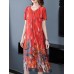 Plus Size Art Print Short Sleeve Elegant Women Dress Plus Size Art Print Short Sleeve Elegant Women Dress